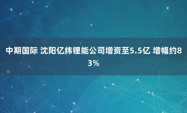 中期国际 沈阳亿纬锂能公司增资至5.5亿 增幅约83%