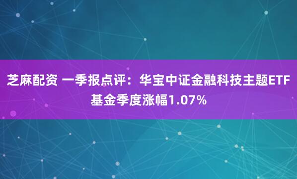 芝麻配资 一季报点评：华宝中证金融科技主题ETF基金季度涨幅1.07%
